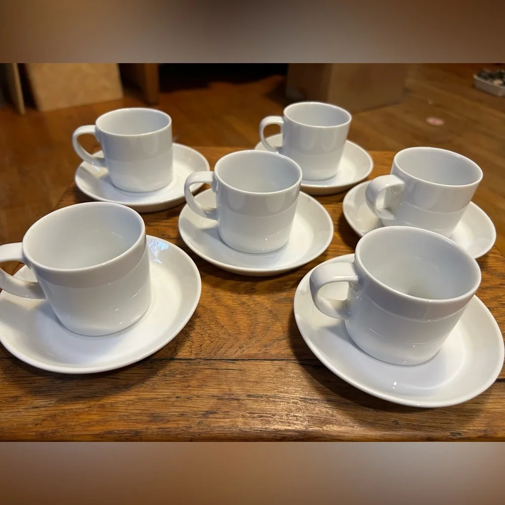 NEW Crate & Barrel Verge Espresso Cup and Saucer Set Made in Sri Lanka Set of 6